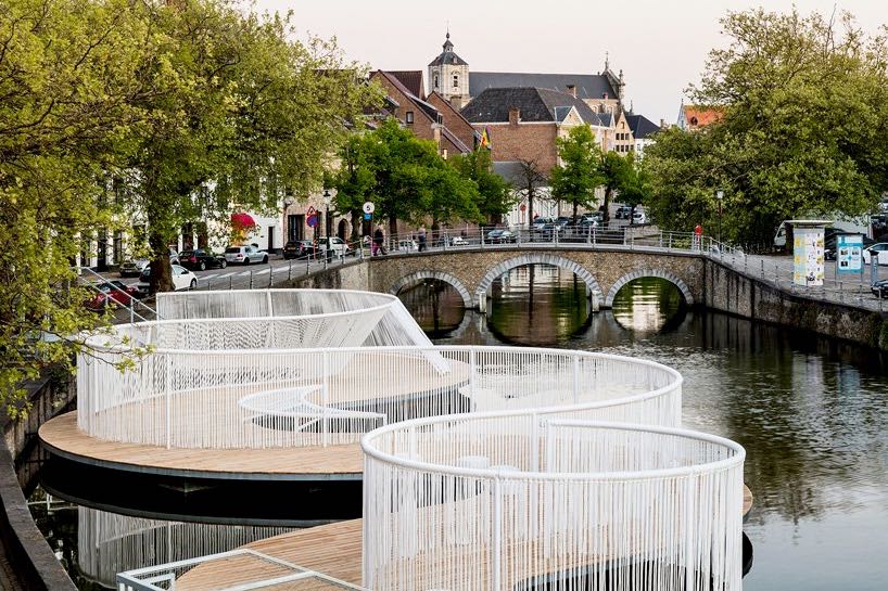 TRIENNALE BRUGGE, Liquid City
Obba, The floating Island
Opbouw touwen door Helix bvba